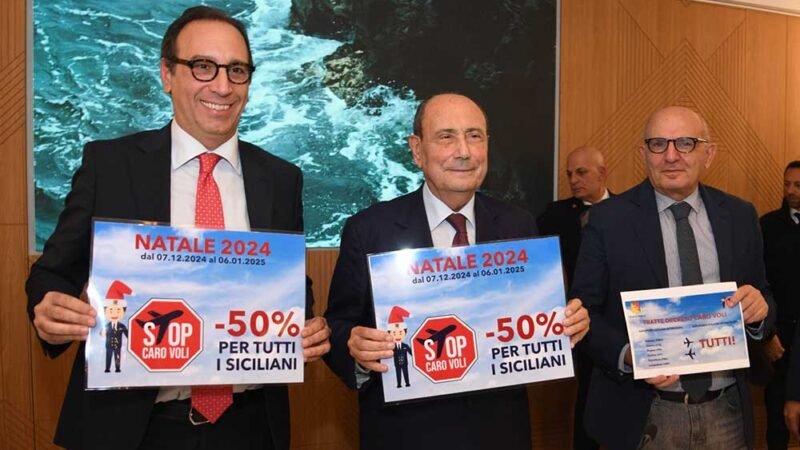 Caro voli, Regione raddoppia lo sconto sui voli per Natale ed estende benefici ai nati in Sicilia e ai viaggi in treno
