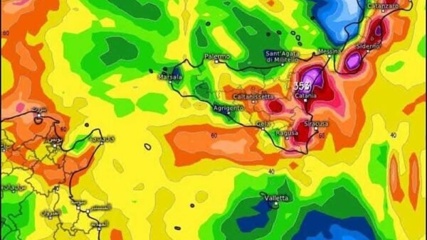 Arriva il maltempo in Sicilia in particolare sul versante orientale