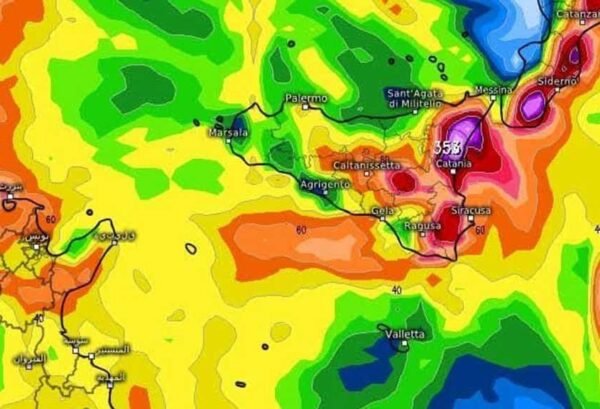 Arriva il maltempo in Sicilia in particolare sul versante orientale