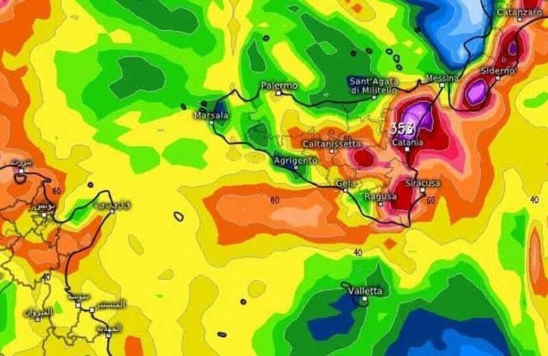 Arriva il maltempo in Sicilia in particolare sul versante orientale