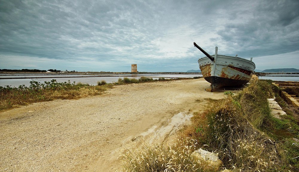 saline di trapani al tramonto