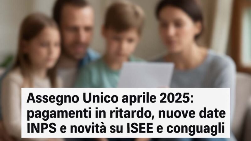 Assegno Unico aprile 2025: pagamenti in ritardo, nuove date INPS e novità su ISEE e conguagli