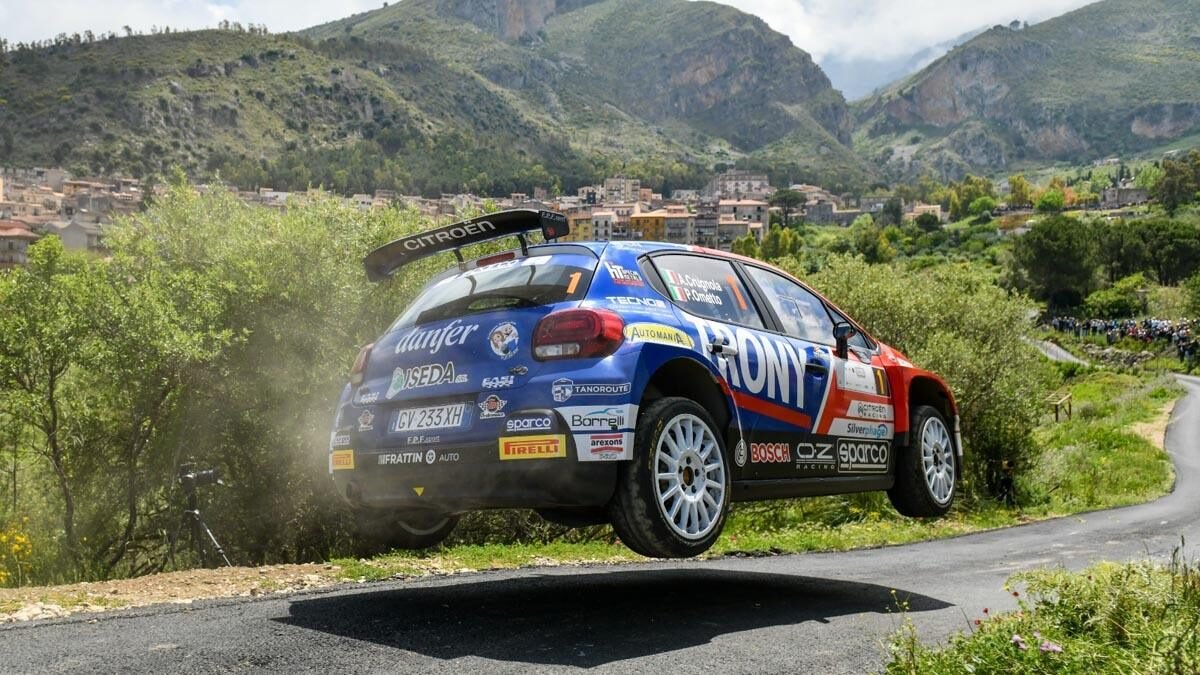 Andrea Crugnola e Pietro Elia Ometto su Citroen C3 in azione sulla prova Campofelice Collesano