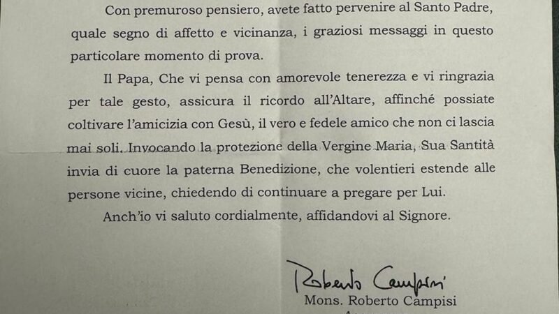 Trapani. I bambini scrivono al Papa e ricevono la risposta. Commozione in parrocchia