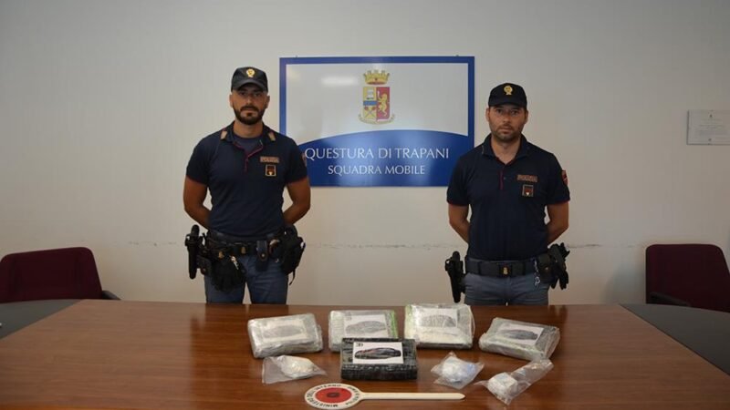 Trapani: incensurato arrestato con sei chili di cocaina