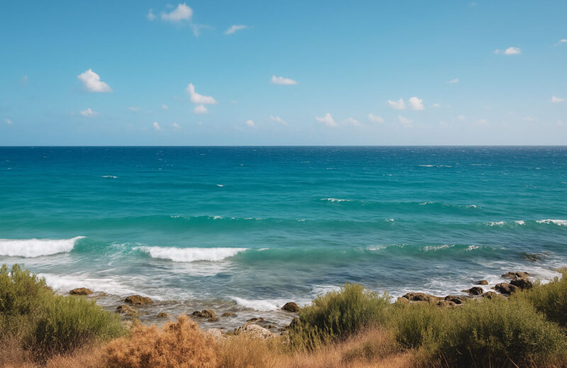 Mare di Trapani con maestrale e vegetazione naturale, senza edifici