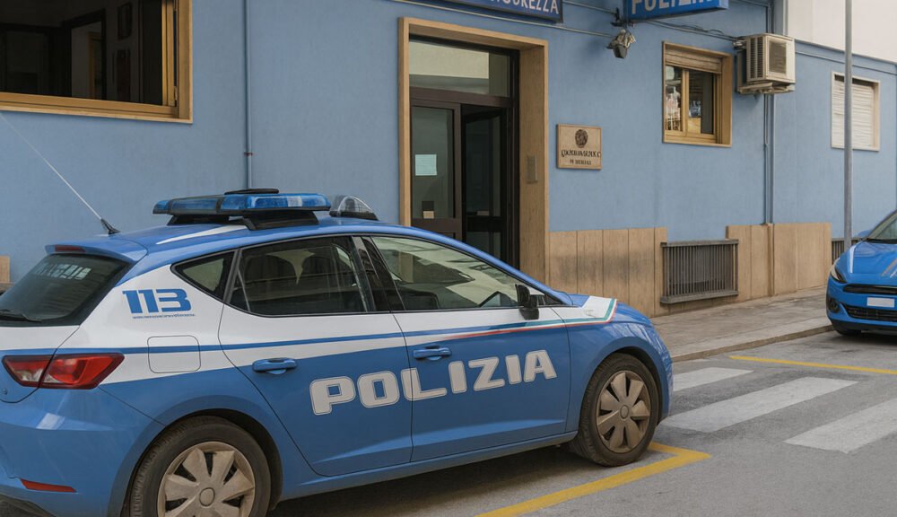 Auto della Polizia davanti al commissariato di Marsala