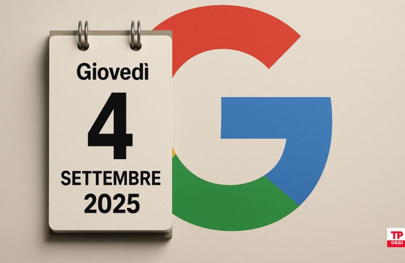 Calendario 4 settembre 2025 con logo Google sullo sfondo