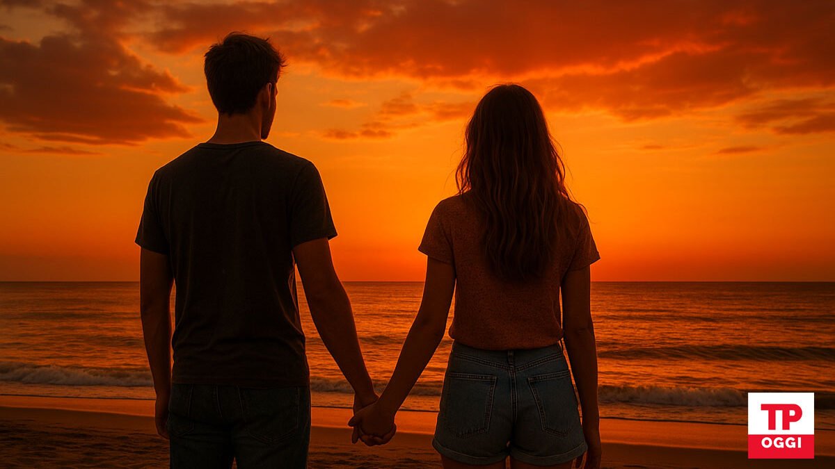 Tramonto ragazzo e ragazza