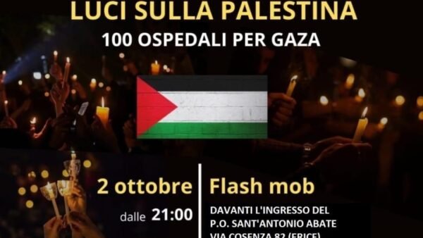 “Luci sulla Palestina: 100 ospedali per Gaza”. A Trapani flash mob davanti al Sant’Antonio
