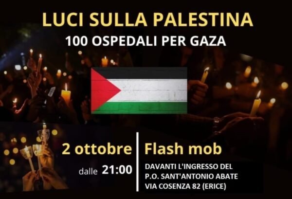 “Luci sulla Palestina: 100 ospedali per Gaza”. A Trapani flash mob davanti al Sant’Antonio