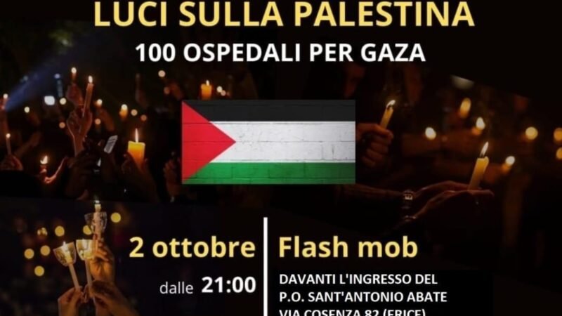 “Luci sulla Palestina: 100 ospedali per Gaza”. A Trapani flash mob davanti al Sant’Antonio