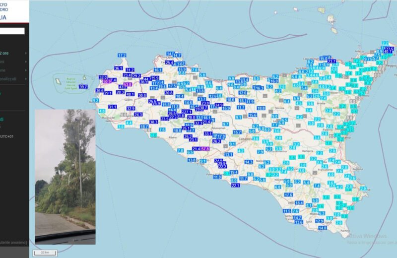 Mappa piogge Sicilia 24 settembre 2025 con dati CFD Idro e disagi per maltempo