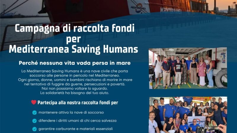 Avviata raccolta fondi per nave “Mediterranea”