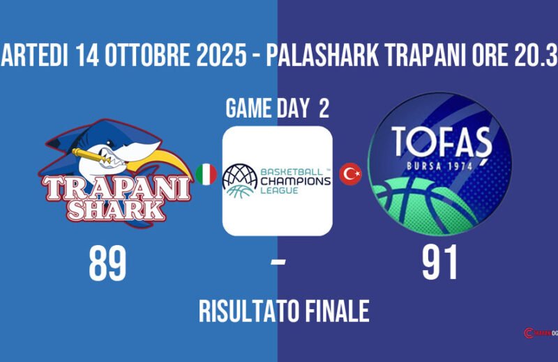 Trapani Shark vs Tofas Bursa risultato finale 89-91 Basketball Champions League