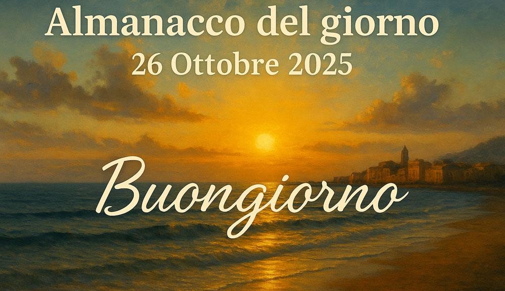 Almanacco del giorno 26 ottobre 2025 – Buongiorno con alba sul mare