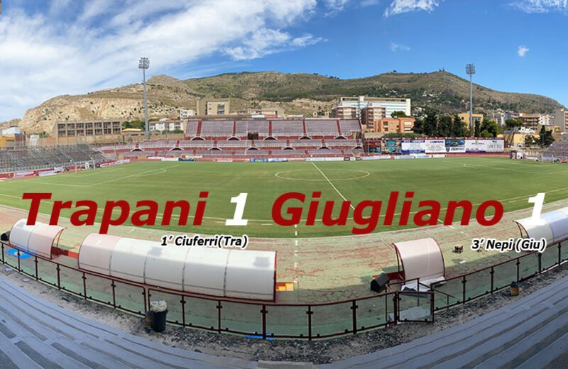Composizione su foto di repertorio dello Stadio Provinciale di Trapani – Trapani 1 Giugliano 1