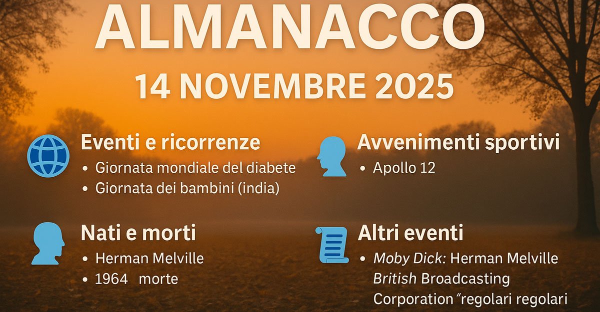 almanacco 14 novembre 2025