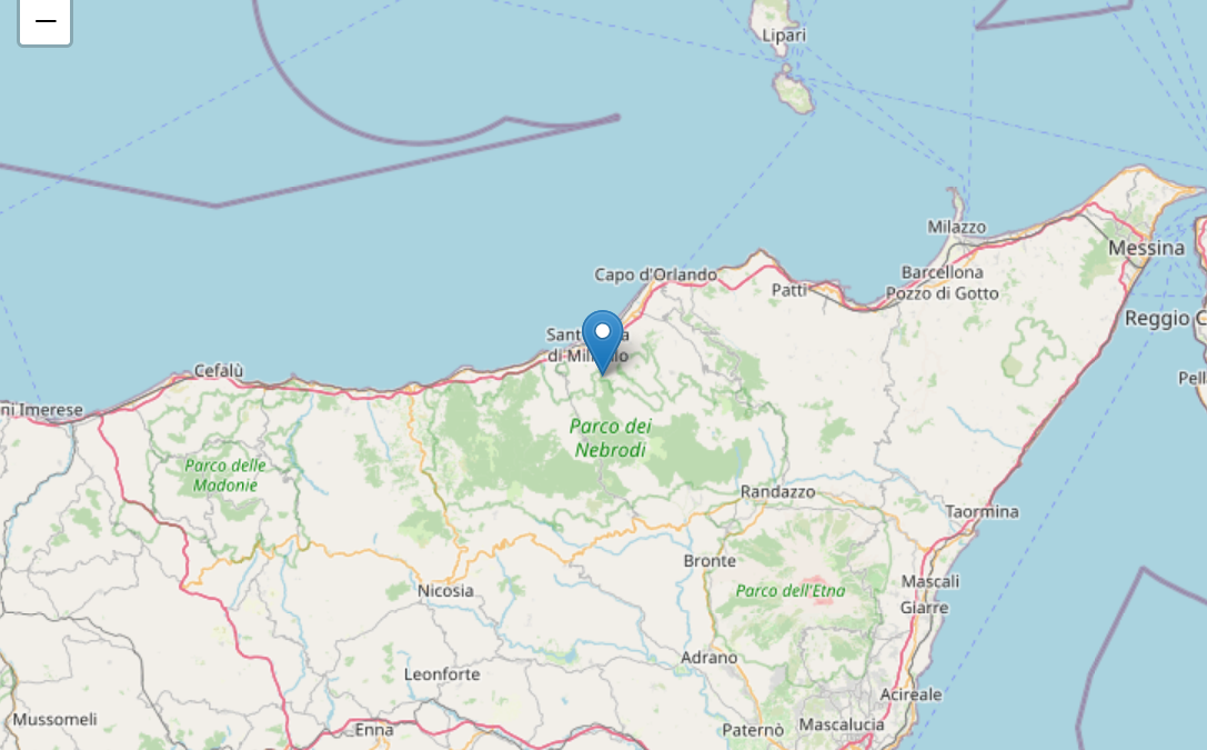 Screenshot 2026 01 18 at 15 26 25 Terremoto 3 km SW Militello Rosmarino (ME) Magnitudo ML 2.1 18 gennaio 2026 ore 14 58 14 (Fuso Orario Italia) » INGV Osservatorio Nazionale Terremoti